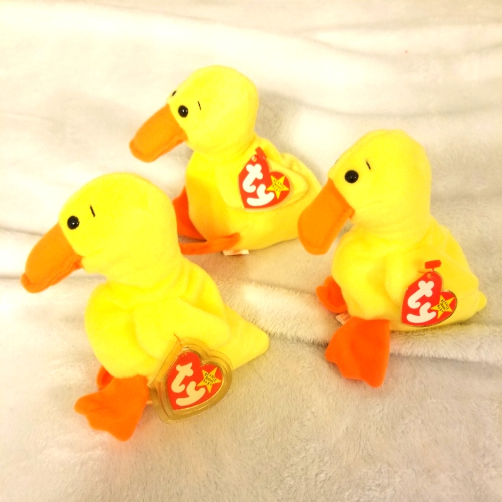 Three original beanie baby ducks quackers